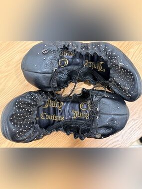Juicy Couture Black Studded Leather Ballet Flats
